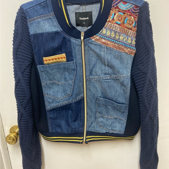 Desigual Jackets & Blazers - Desigual Women's Multicolor Patchwork Bomber Jacket